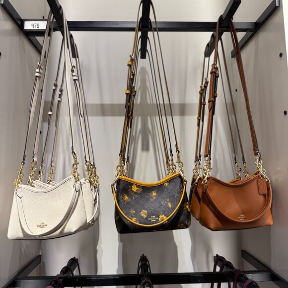 Coach Laurel Small Shoulder Bag Signature Canvas With Floral CCF17 Walnut/Yellow - Picture 11 of 11